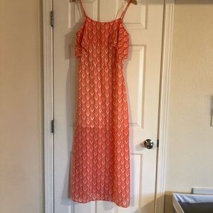 Pink + White Chevron Maxi Dress with Slip